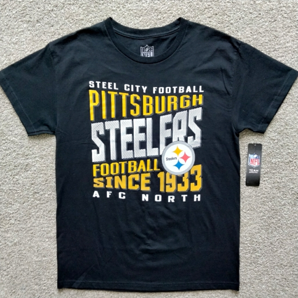 NWT M NFL Pittsburgh Steelers Logo Black Athleisure T-Shirt NEW